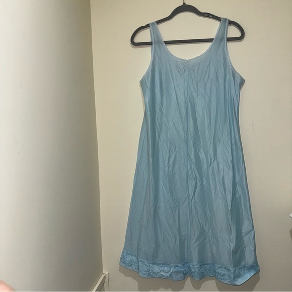 Women’s Vintage Baby Blue Vintage Slip Lace Rose Details Lingerie Dress No Size - Picture 10 of 16